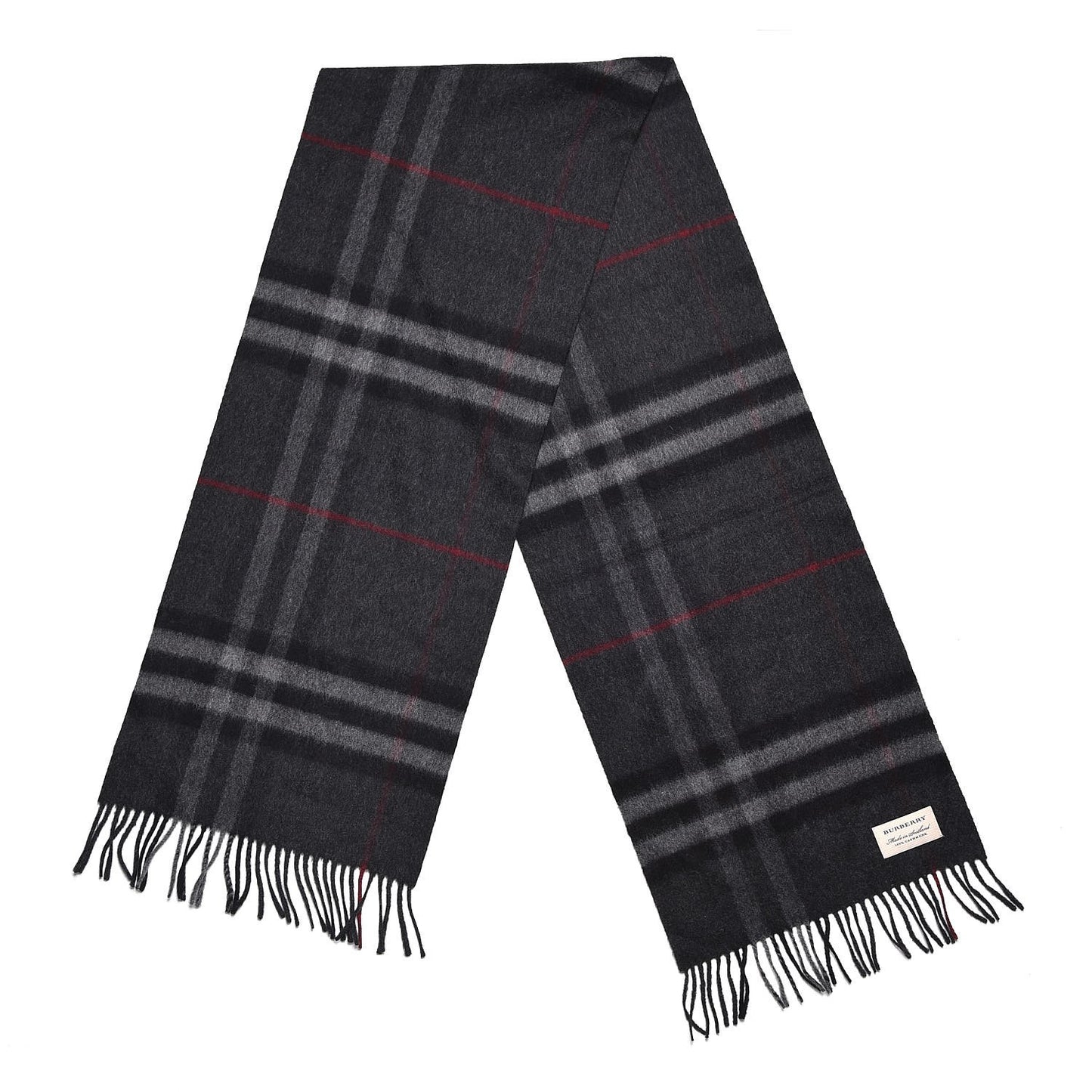 Cashmere Classic Check Fringe Scarf Charcoal