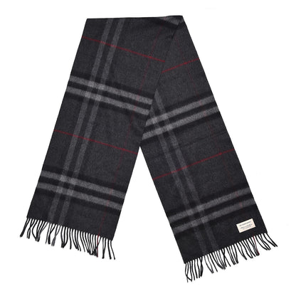 Burberry Cashmere Classic Check Fringe Scarf Charcoal 3 of 6