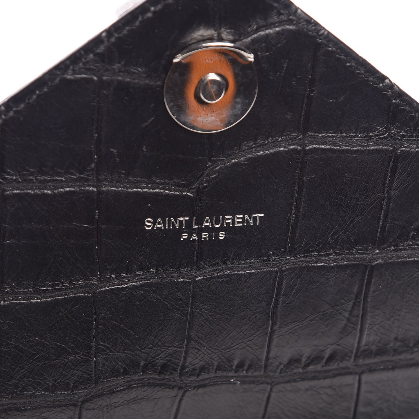 Calfskin Crocodile Embossed Monogram Large College Satchel Black