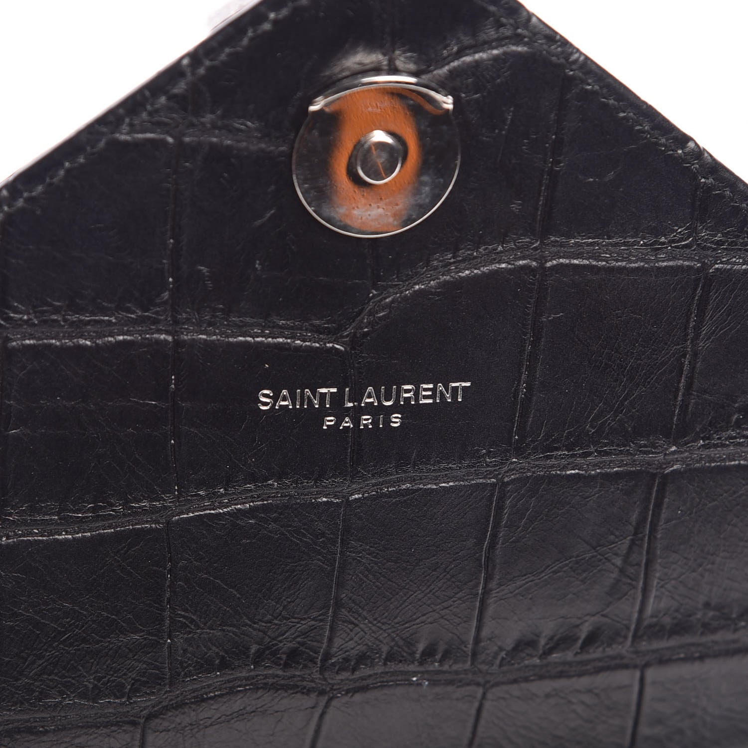Saint Laurent Calfskin Crocodile Embossed Monogram Large College Satchel Black 7 of 7