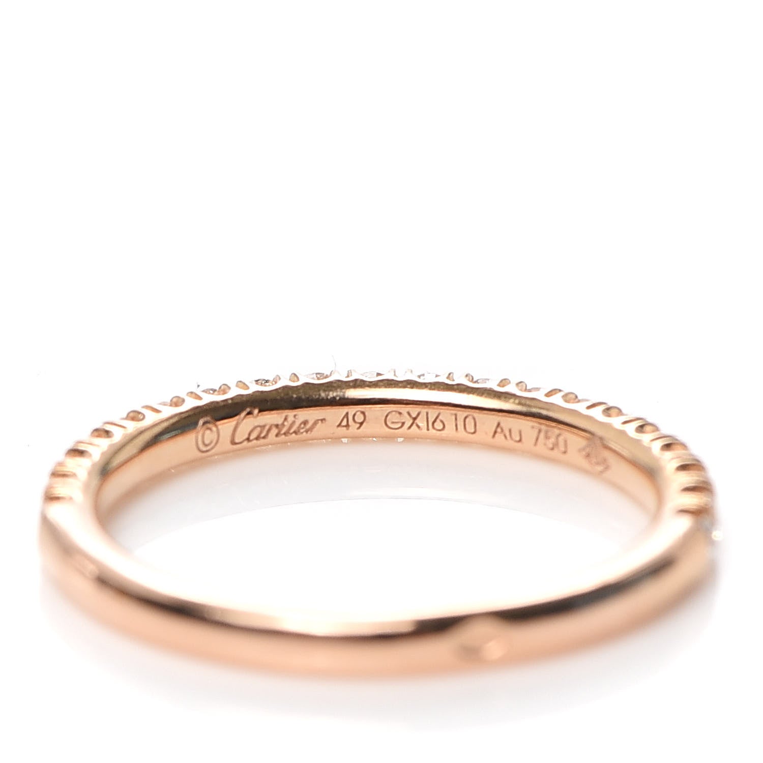 Cartier 18K Pink Gold Diamond 2mm Etincelle de Cartier Wedding Band Ring 49 4.75 4 of 5