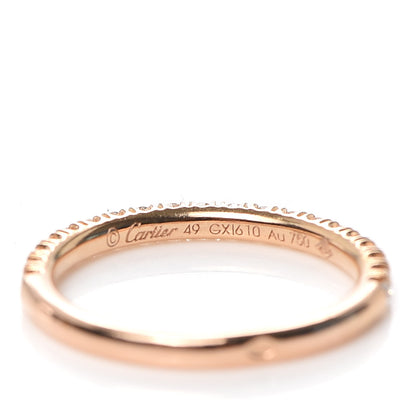 Cartier 18K Pink Gold Diamond 2mm Etincelle de Cartier Wedding Band Ring 49 4.75 4 of 5