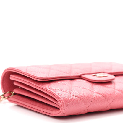 Chanel Iridescent Caviar Quilted Flap Mini Wallet On Chain WOC Pink 9 of 10