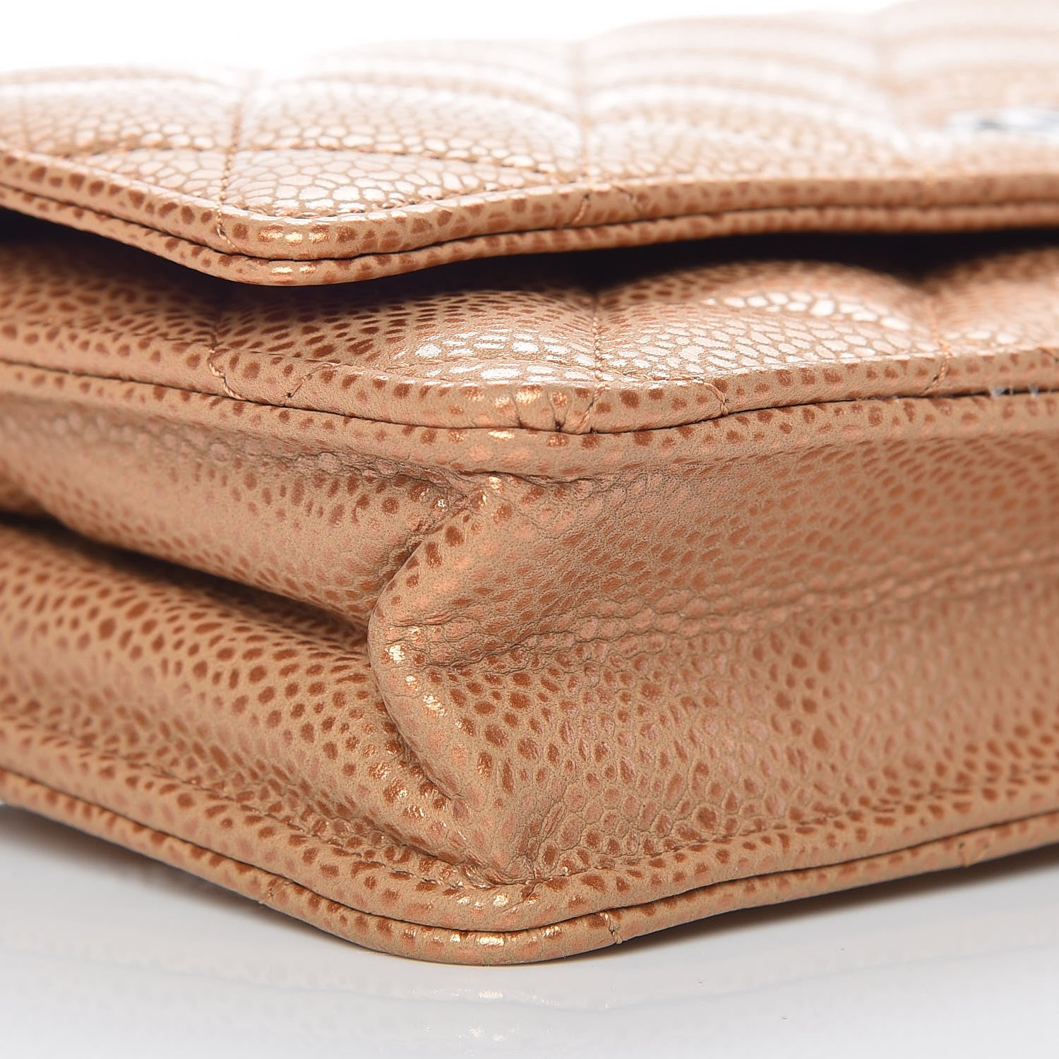 Chanel Metallic Caviar Quilted Wallet On Chain WOC Copper 5 of 11