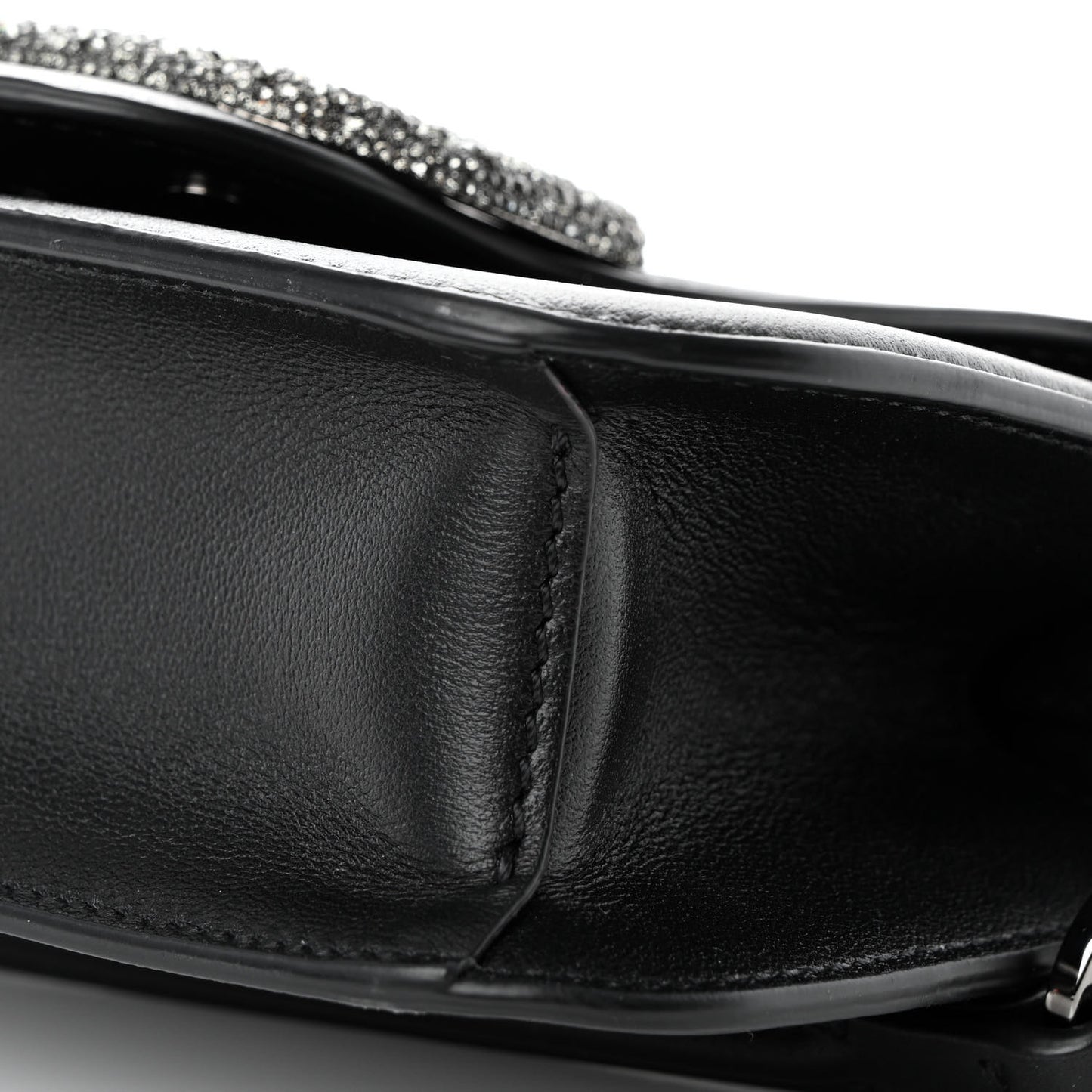 Calfskin Crystal Vlogo Small Loco Shoulder Bag Black