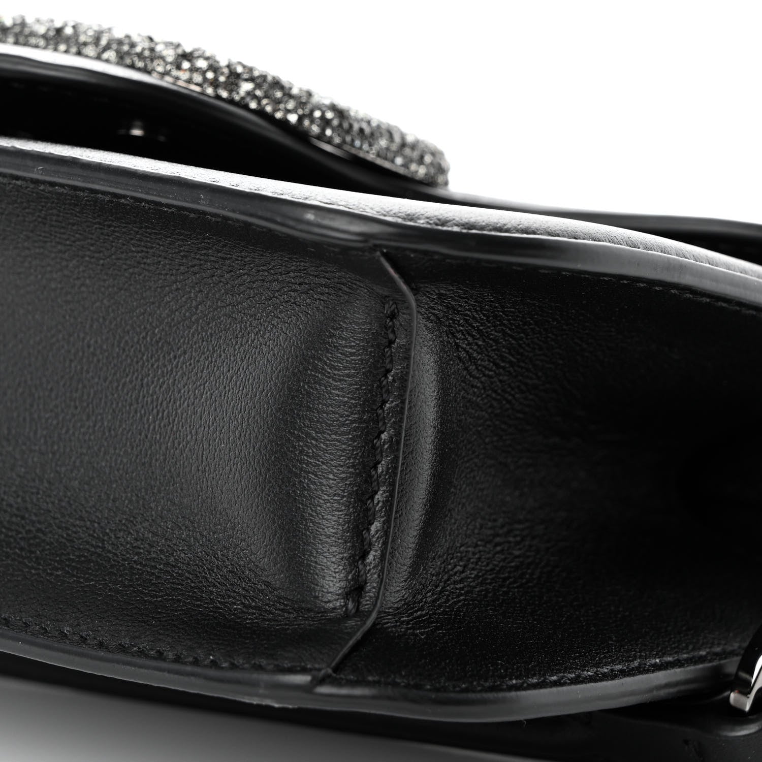 Valentino Garavani Calfskin Crystal Vlogo Small Loco Shoulder Bag Black 9 of 9