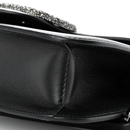Valentino Garavani Calfskin Crystal Vlogo Small Loco Shoulder Bag Black 9 of 9