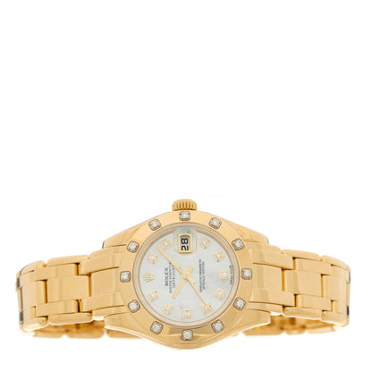 Rolex 18K Yellow Gold Diamond Mother of Pearl 29mm Pearlmaster Datejust Watch 80318 2 of 5