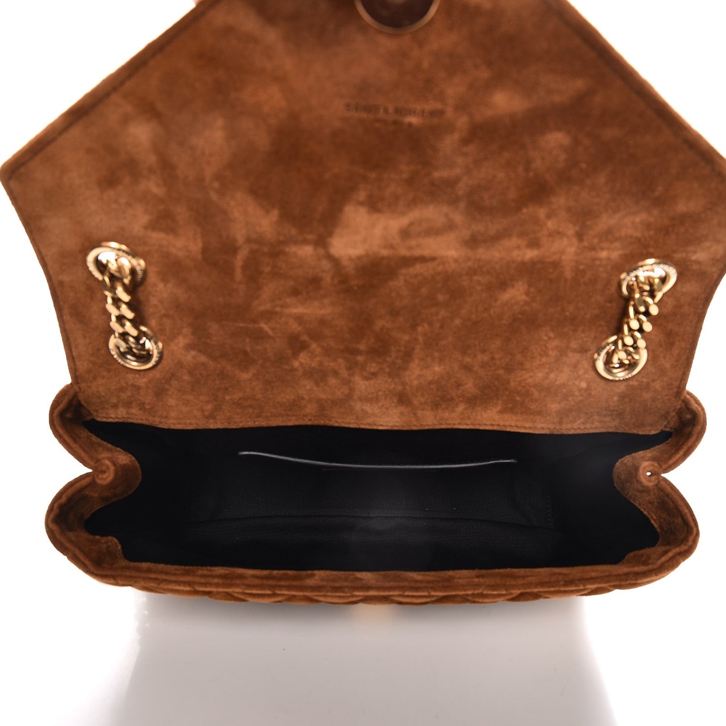 Suede Tri-Quilt Monogram Medium College Bag Ochre