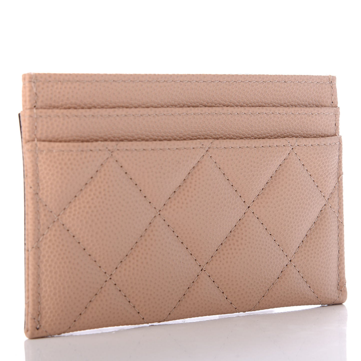 Caviar Quilted Filigree Card Holder Beige Black