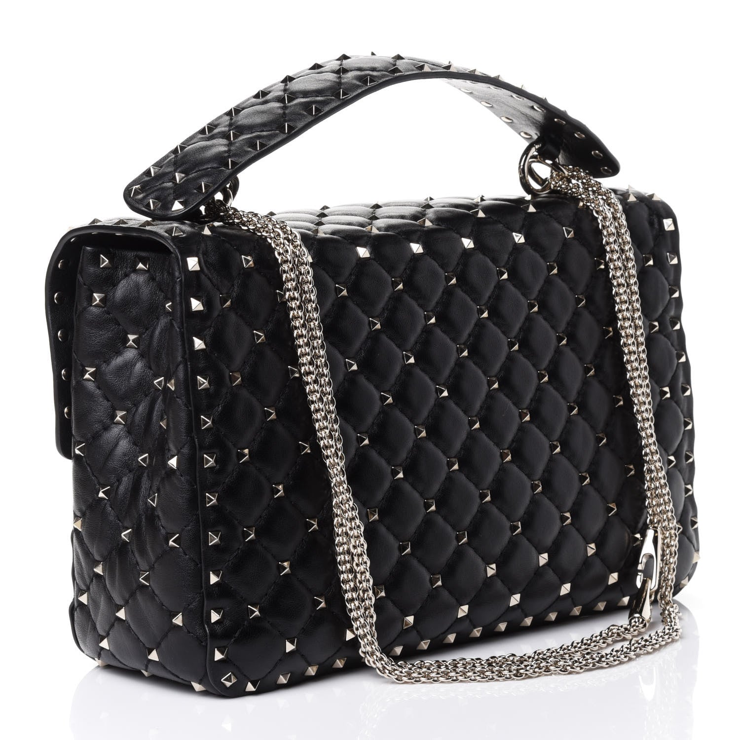 Valentino Garavani Lambskin Large Rockstud Spike Shoulder Bag Black 2 of 4