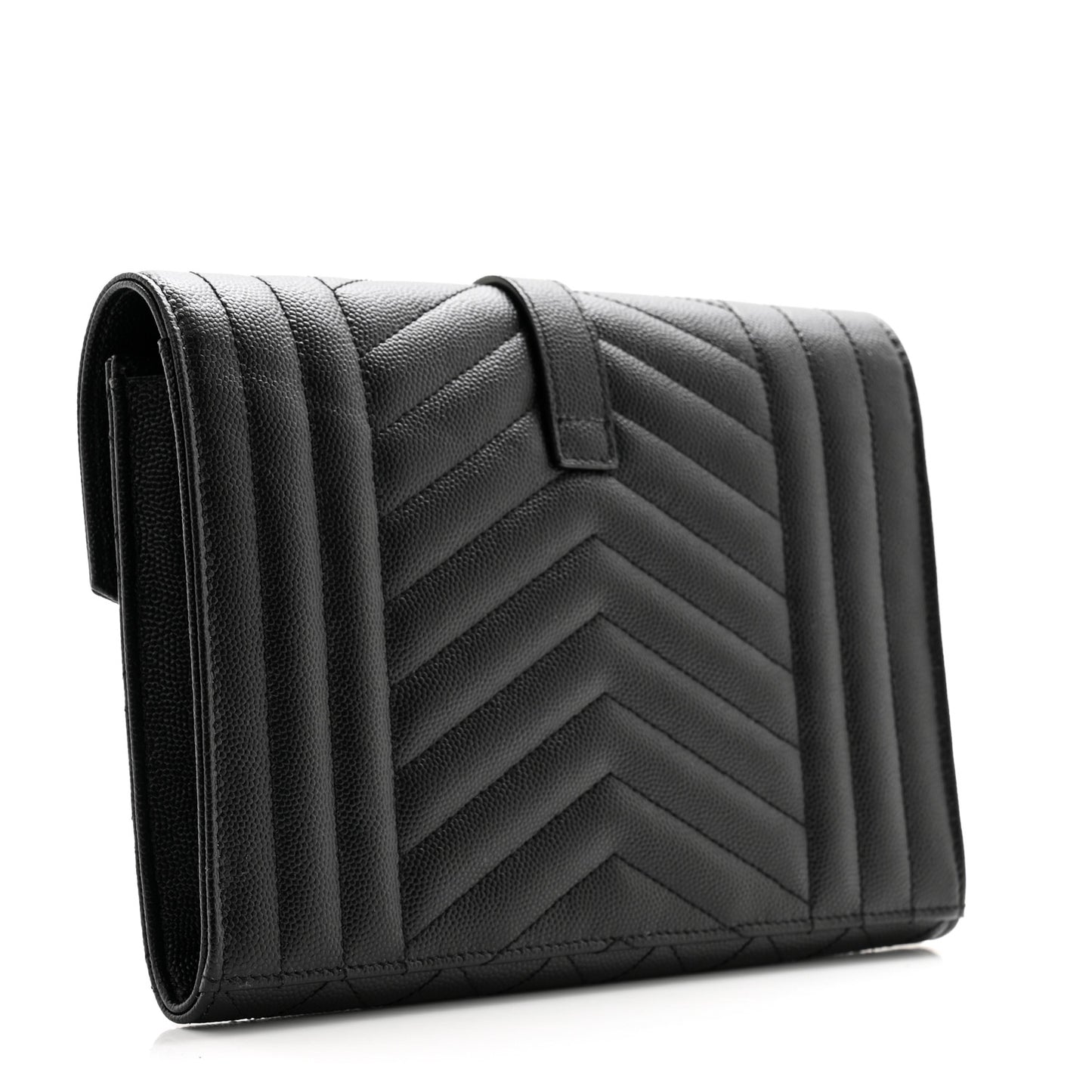 Grain De Poudre Textured Mixed Matelasse Triquilt Monogram Clutch Black