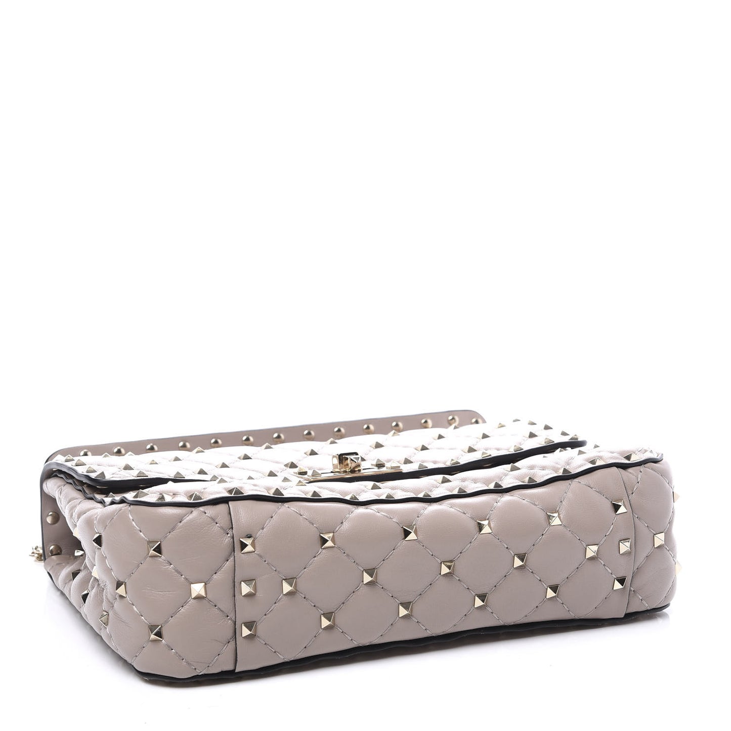Lambskin Medium Rockstud Spike Shoulder Bag Poudre