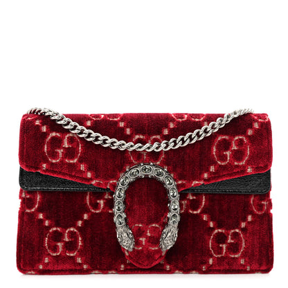 Gucci Velvet GG Monogram Super Mini Dionysus Shoulder Bag Red Cipria Black 1 of 12