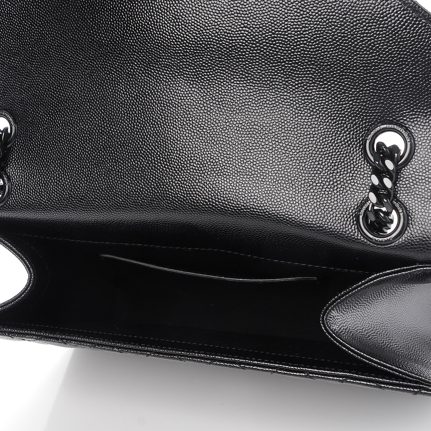 Saint Laurent Grain De Poudre Textured Mixed Matelasse Triquilt Medium Monogram Satchel Black 6 of 8