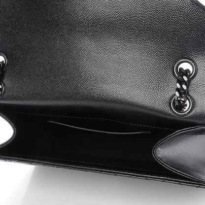 Saint Laurent Grain De Poudre Textured Mixed Matelasse Triquilt Medium Monogram Satchel Black 6 of 8