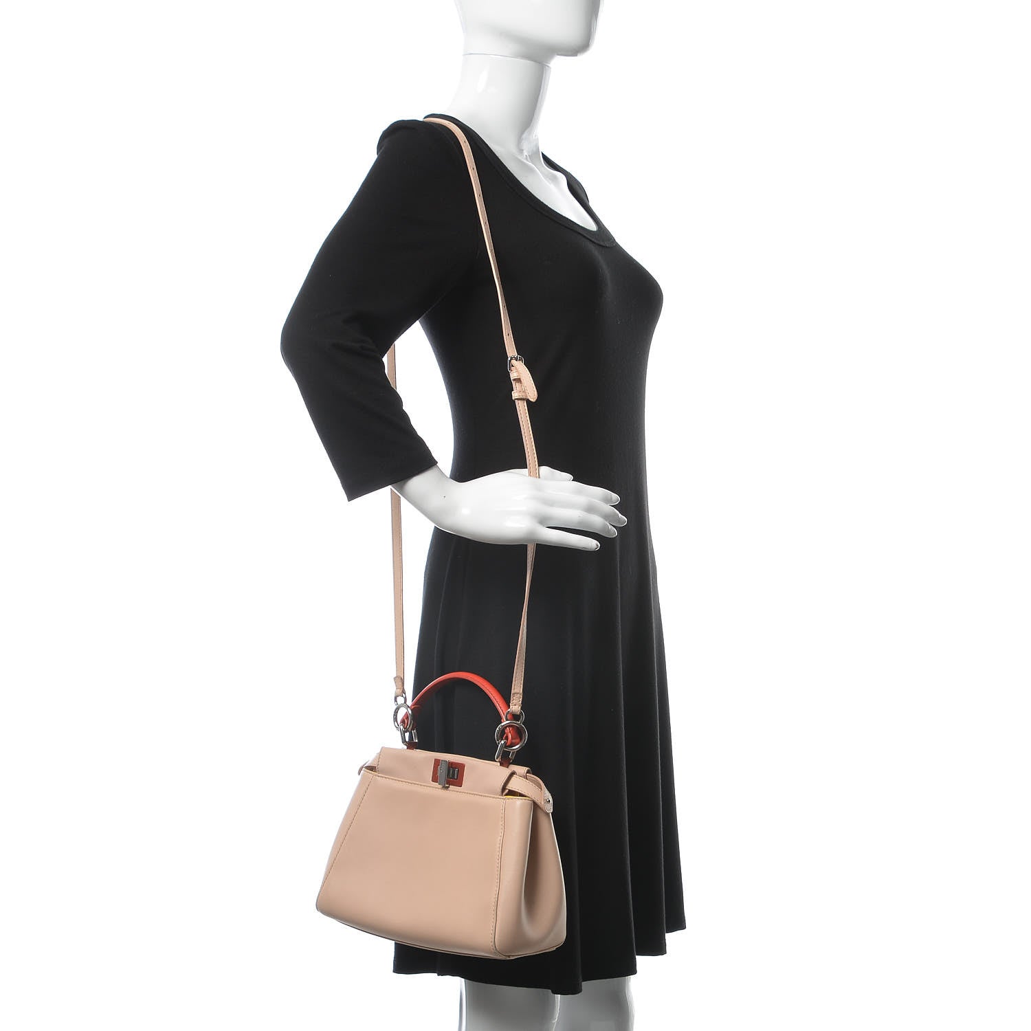 Fendi Nappa Colorblock Mini Peekaboo Iconic Satchel Plaster Sunflower Papavero 3 of 18
