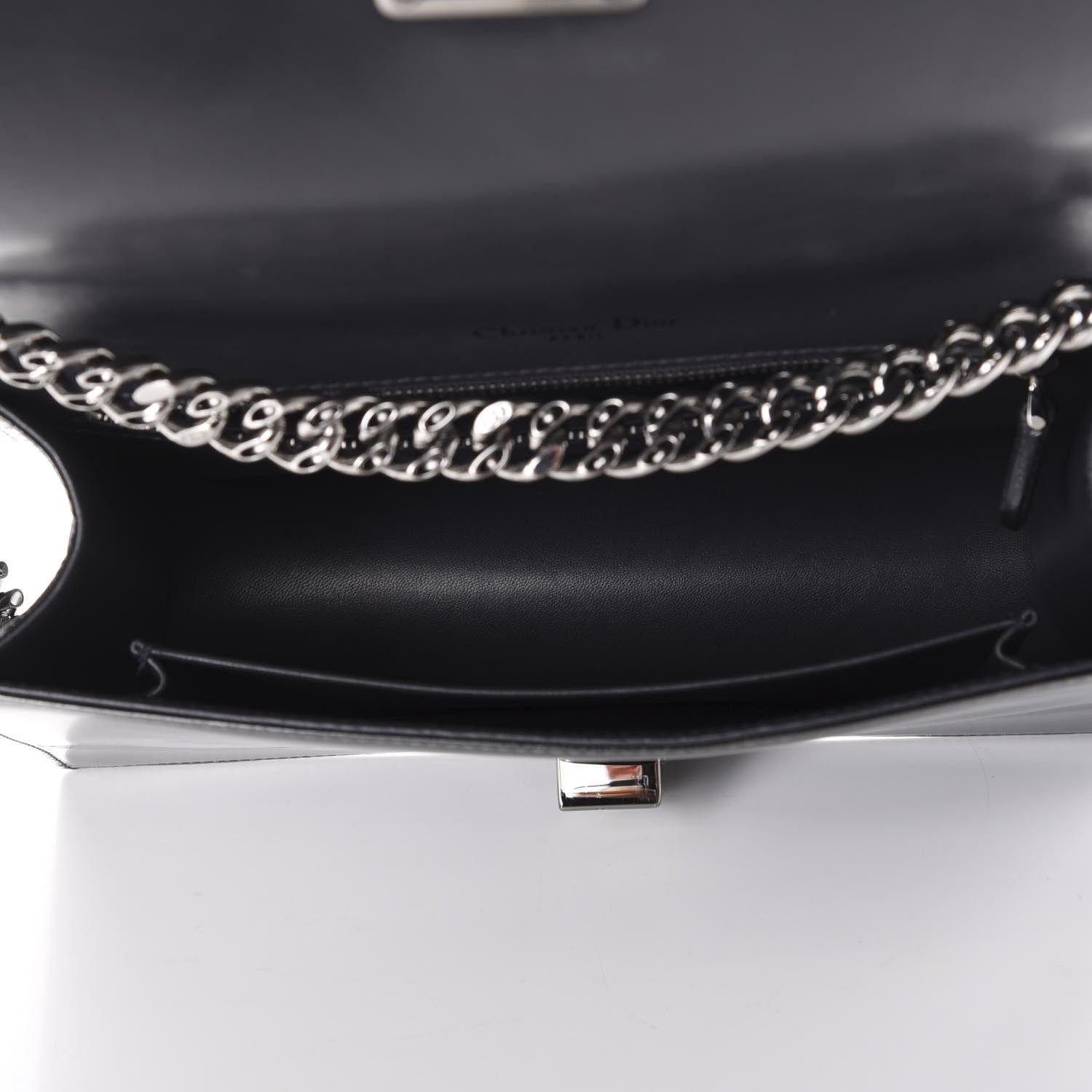 Christian Dior Metallic Patent Micro-Cannage Medium Diorama Flap Bag Silver 6 of 11