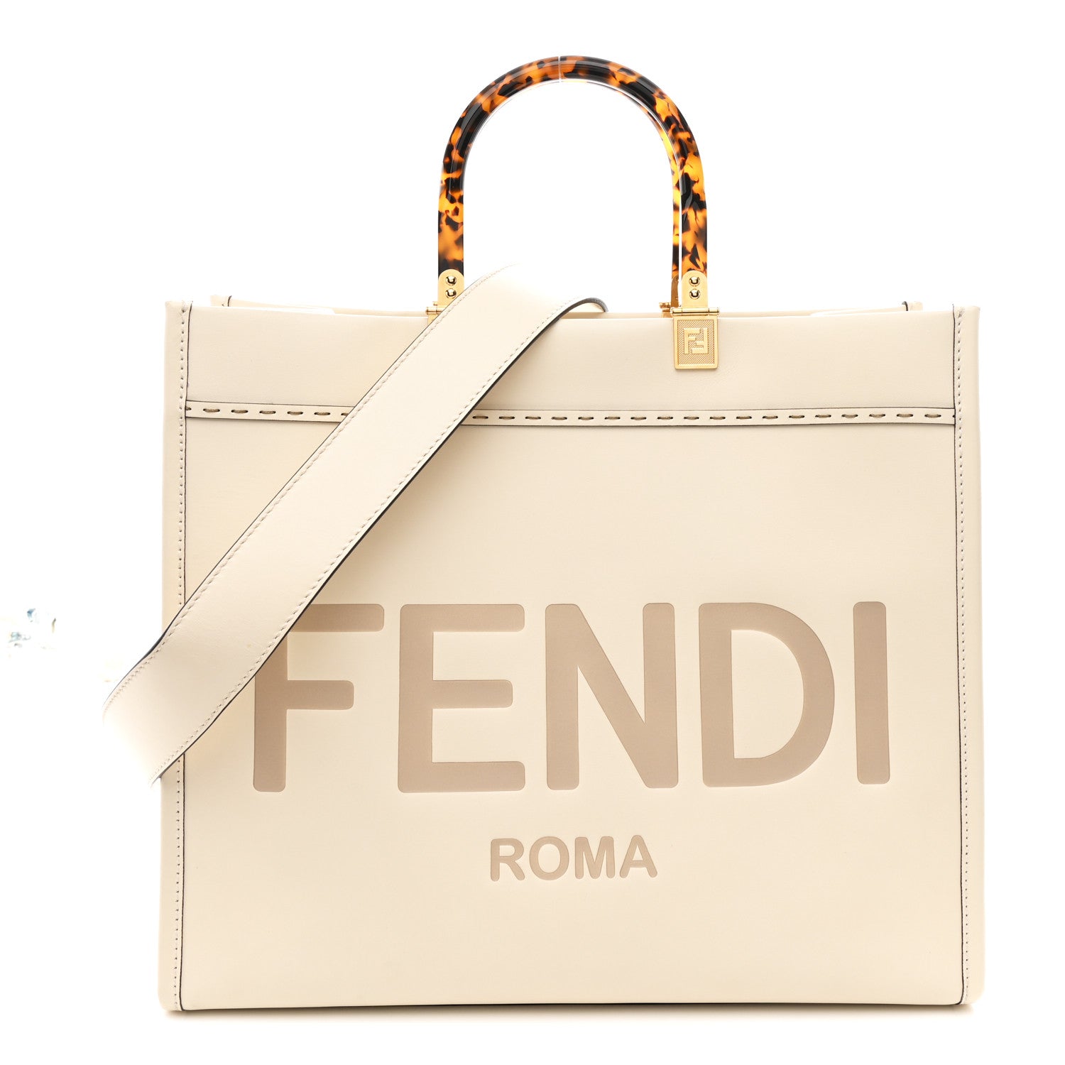 Fendi Vitello King Plexiglass Medium Fendi Sunshine Shopper Tote White Ice 1 of 9
