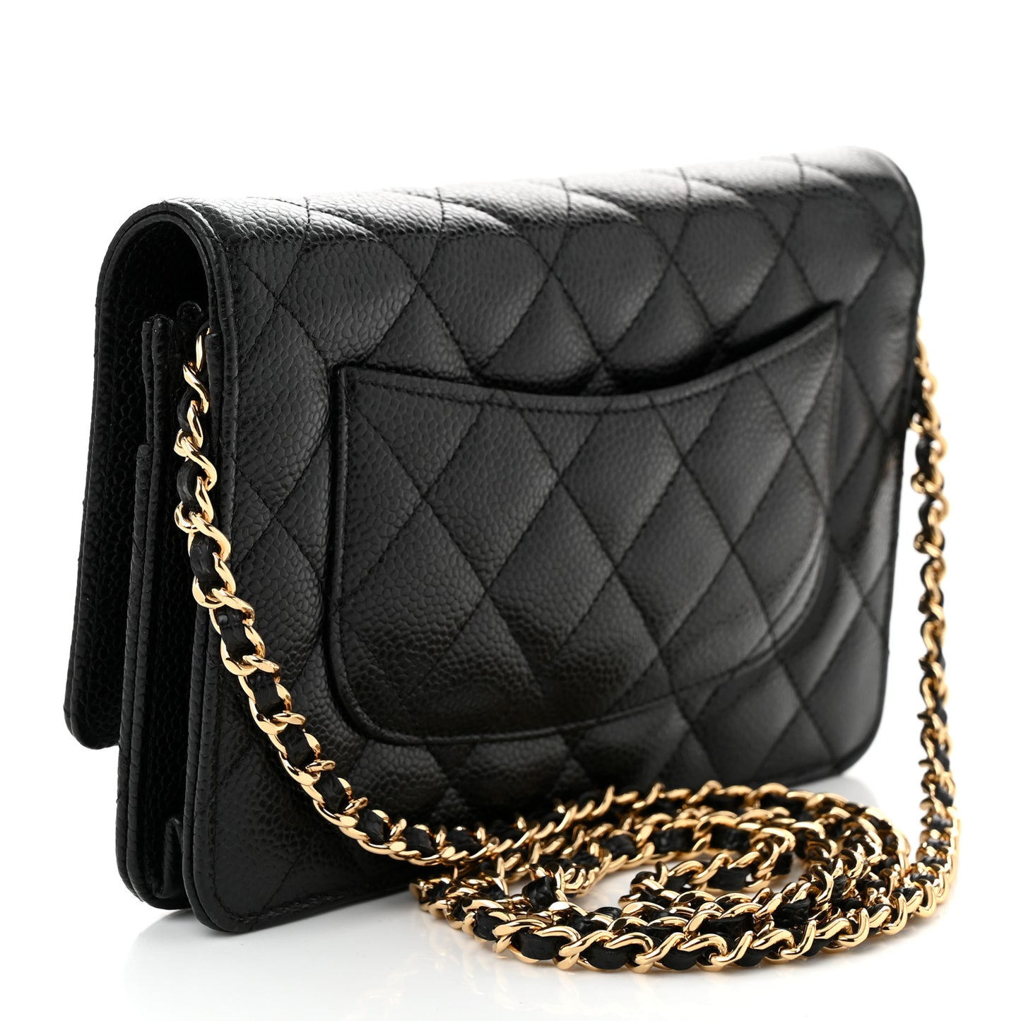 Caviar Quilted Wallet On Chain WOC Black