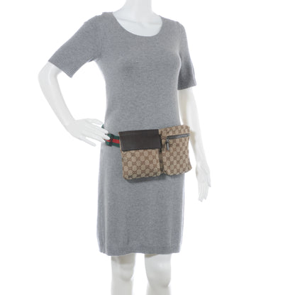 Gucci GG Monogram Web Double Pocket Belt Bag Ebony 2 of 10