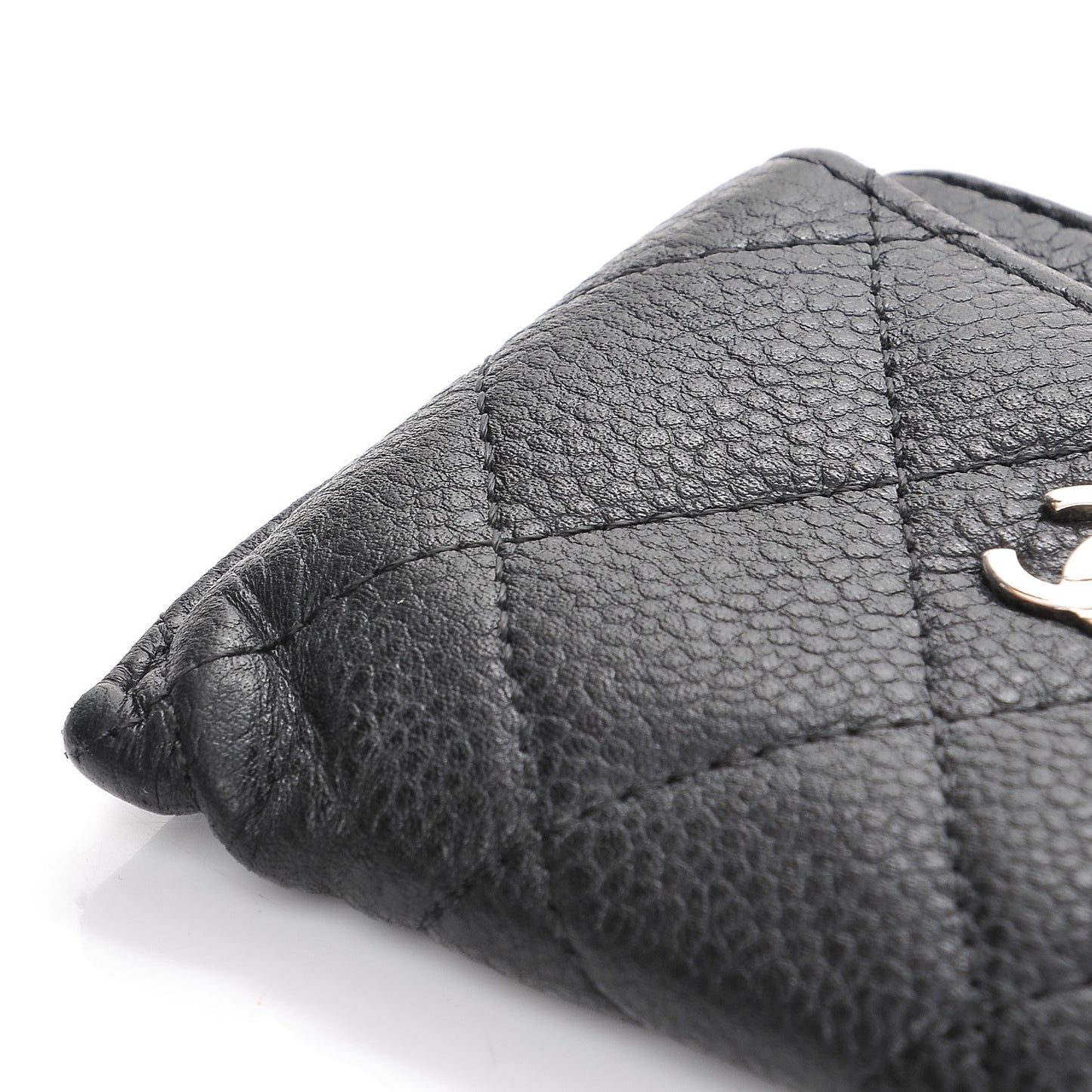 Caviar Quilted Card Holder Black
