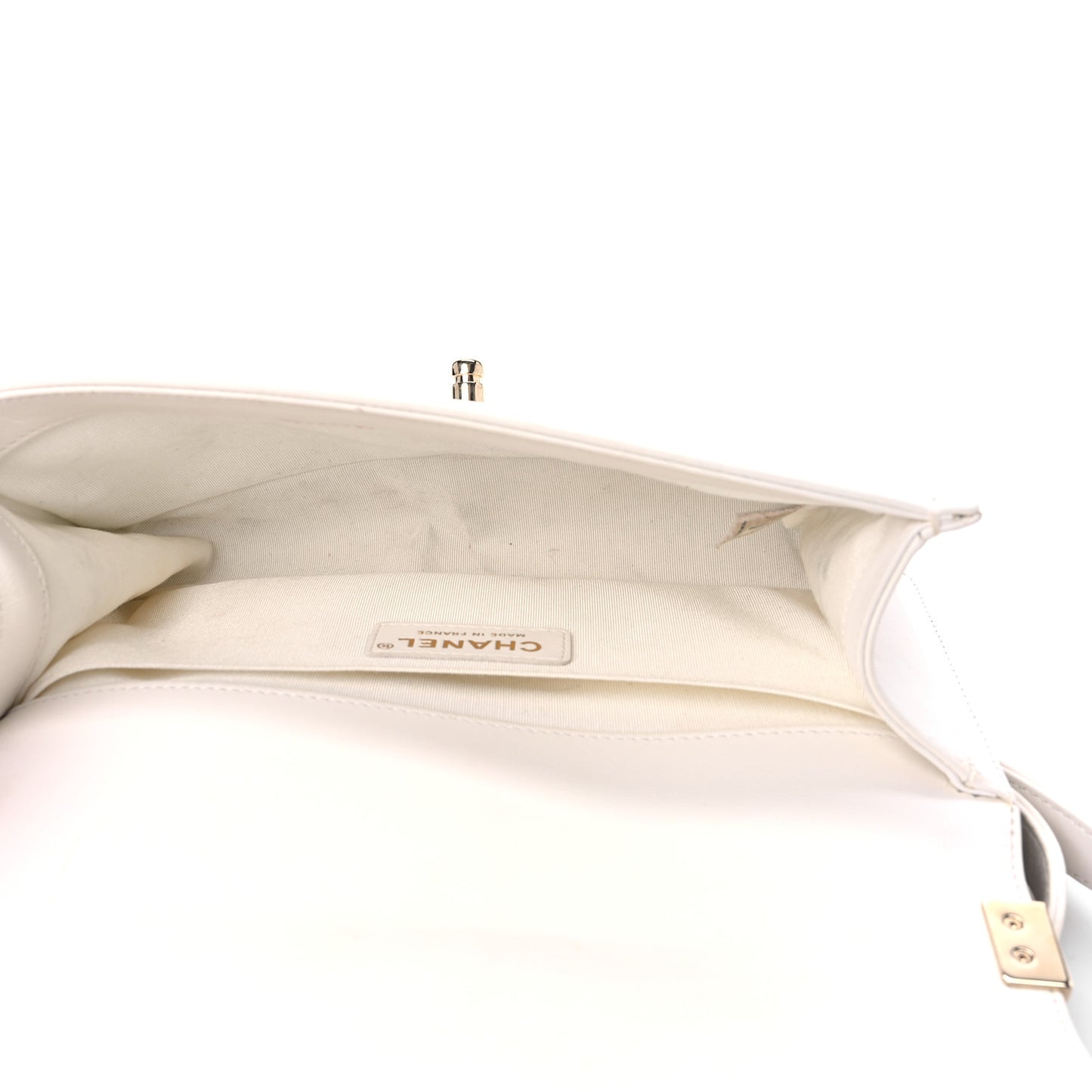 Lambskin Quilted Medium Boy Flap White