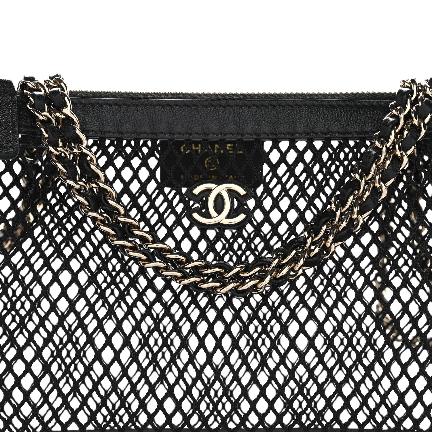 Chanel Mesh Shiny Lambskin Clutch With Chain Black 9 of 11