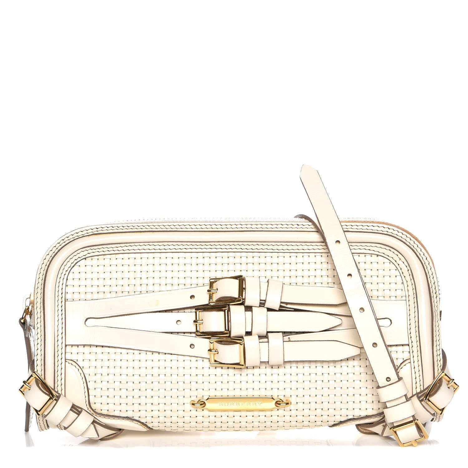 Burberry Bridle Calfskin Woven Alma Clutch White 1 of 13
