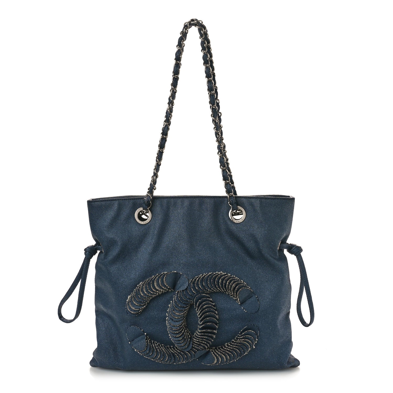 Chanel Denim Small CC Discus Tote Blue 1 of 10