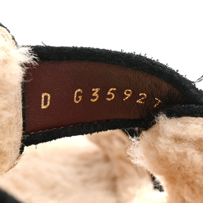 Chanel Calf Hair Suede Shearling Dad Sandals 36 Burgundy Black 9 of 10