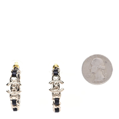 Chanel Lambskin CC Turnlock Chain Hoop Earrings Gold Black 2 of 8