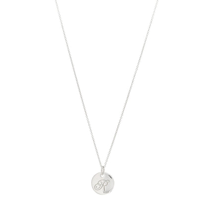 Tiffany Sterling Silver Letter R Round Pendant Necklace 1 of 4