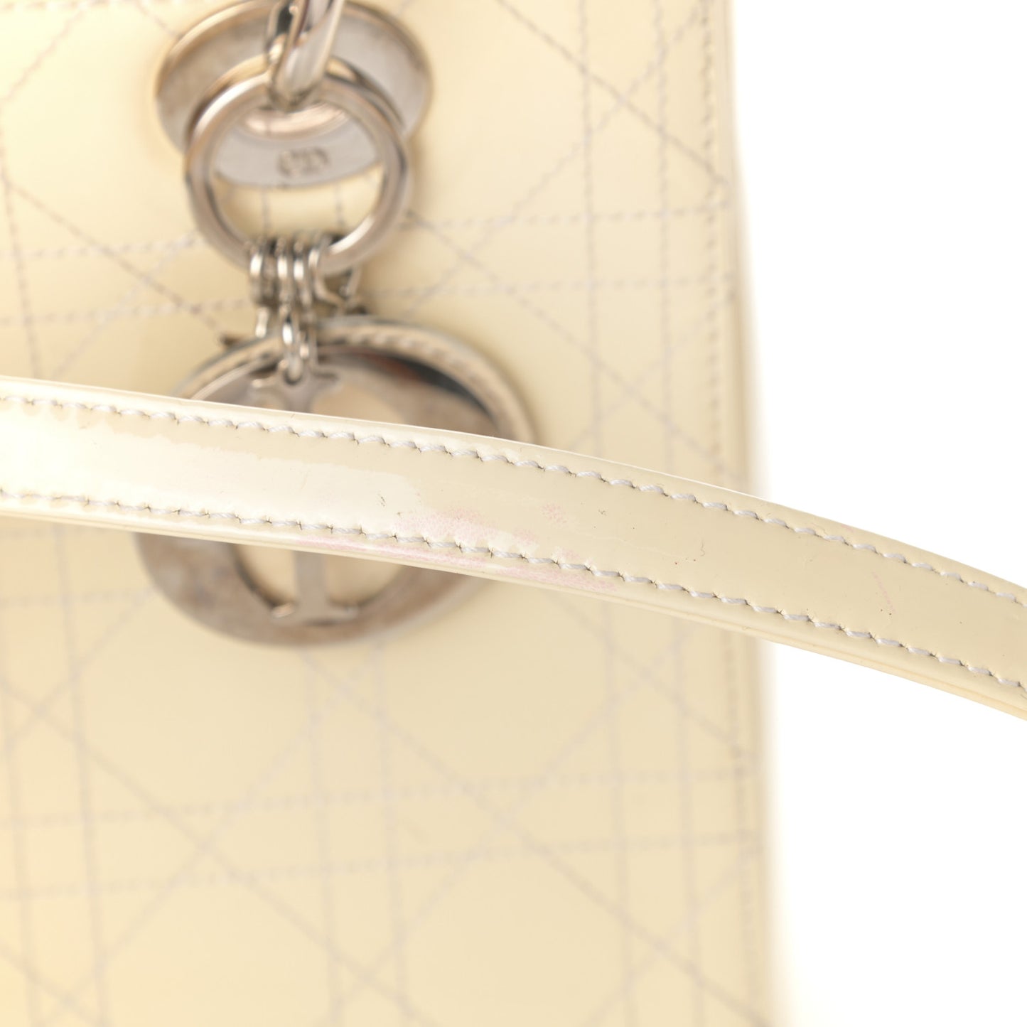Patent Cannage Stitched Medium Lady Dior White