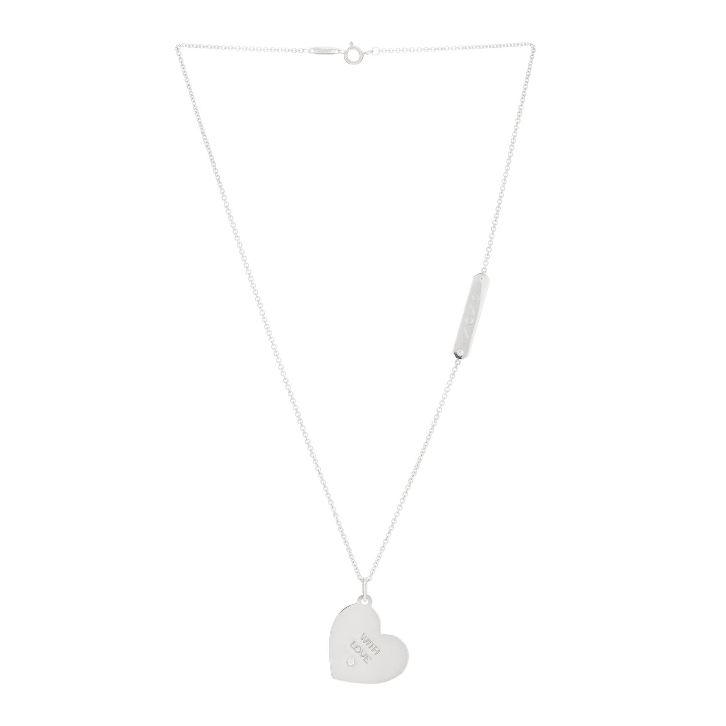 Sterling Silver Diamond With Love Heart Pendant Necklace