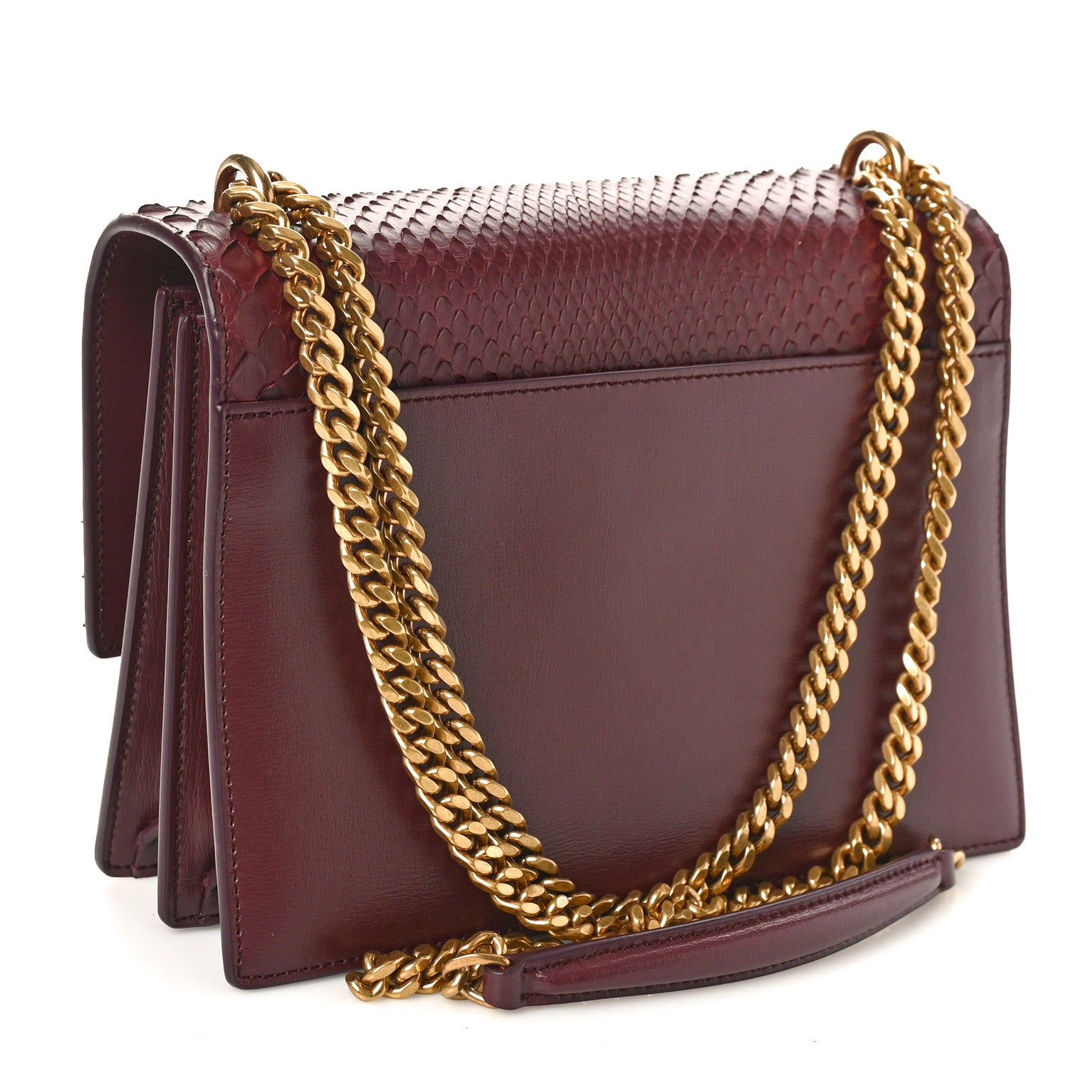 Saint Laurent Calfskin Snakeskin Suede Medium Monogram Sunset Burgundy 2 of 11
