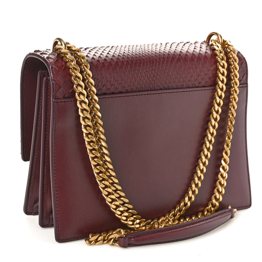Calfskin Snakeskin Suede Medium Monogram Sunset Burgundy