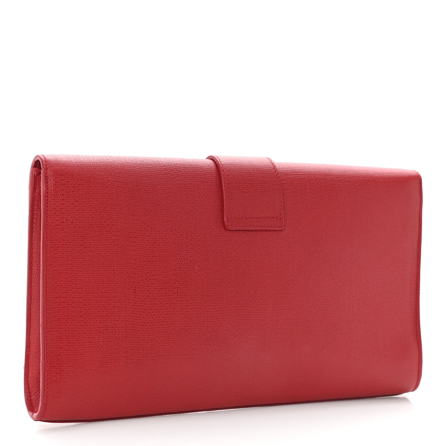Saint Laurent Textured Calfskin Classic Y Ligne Clutch Red 3 of 10