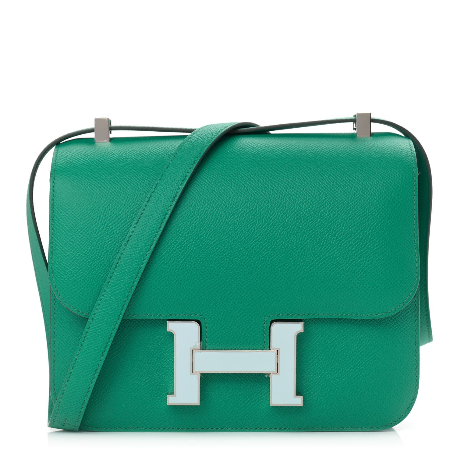Hermes Epsom Enamel Constance 24 Vert Jade Bleu Brume 1 of 9
