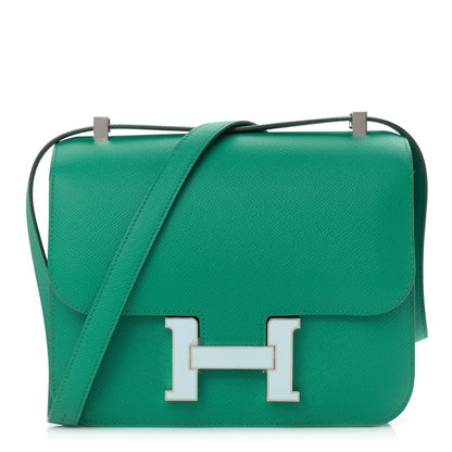 Hermes Epsom Enamel Constance 24 Vert Jade Bleu Brume 1 of 9