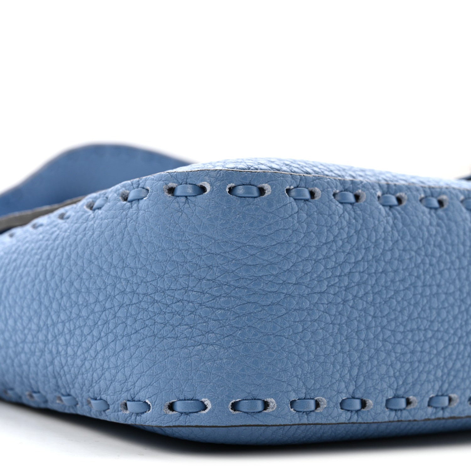 Fendi Cuoio Roma Sellerissima Nappa Sintetica Tape Stitch Baguette Placca Placca Argento Blue 9 of 15