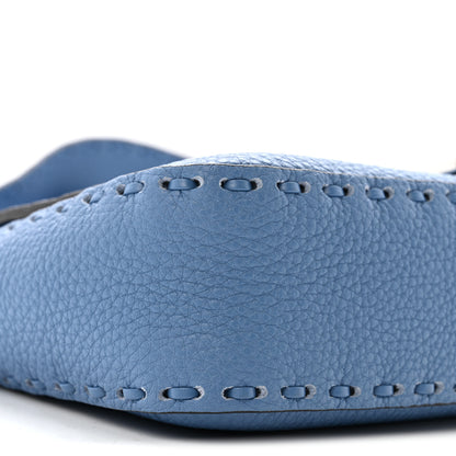 Fendi Cuoio Roma Sellerissima Nappa Sintetica Tape Stitch Baguette Placca Placca Argento Blue 9 of 15
