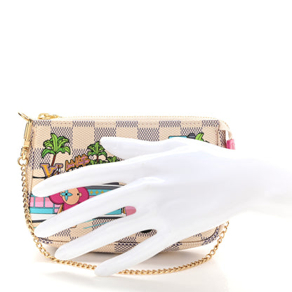 Louis Vuitton Damier Azur 2021 Christmas Animation Hollywood Mini Pochette Accessories Fuchsia 2 of 7