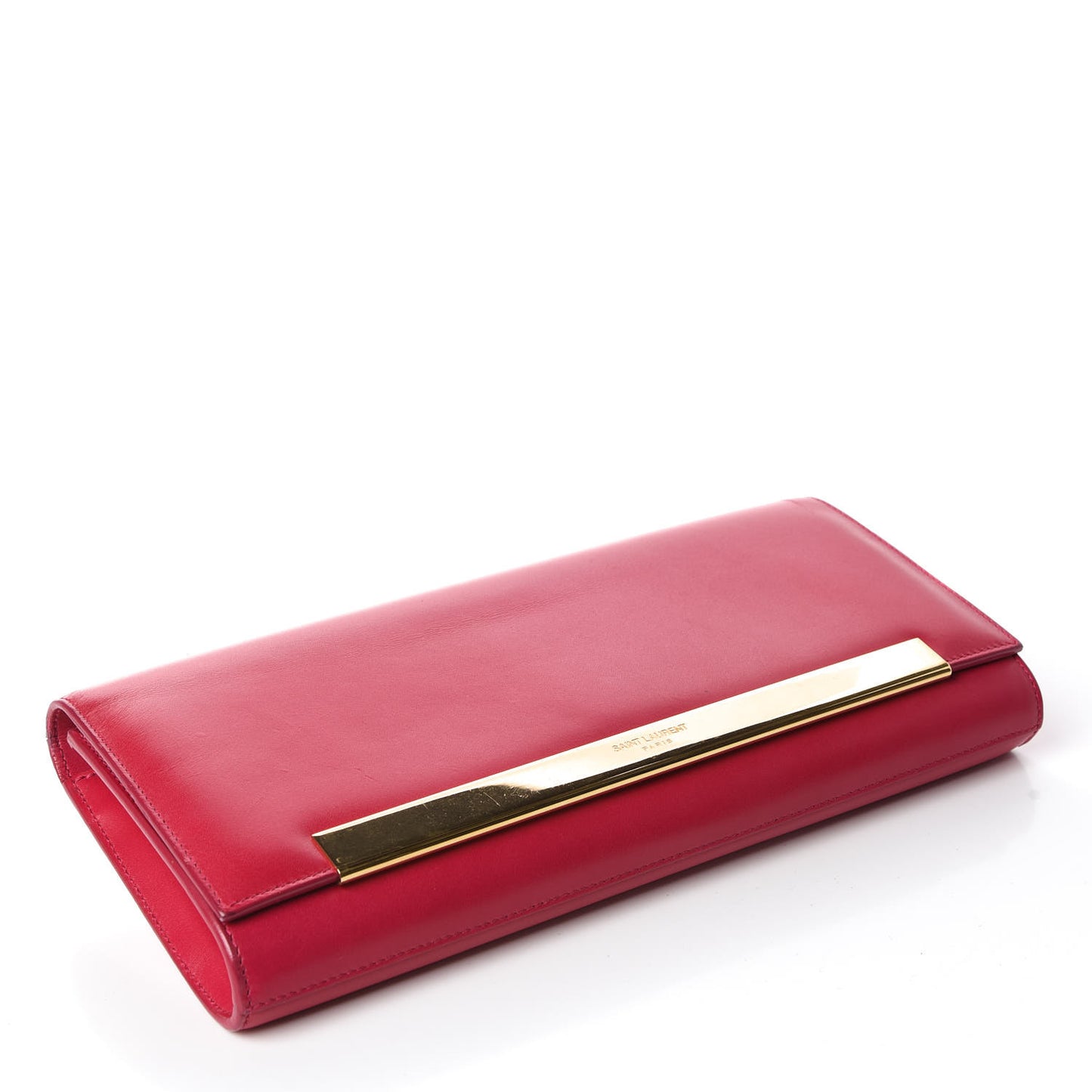 Patent Grain de Poudre Lutetia Flap Clutch Fuchsia