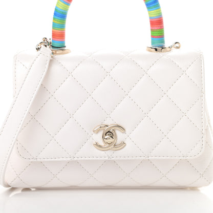 Chanel Goatskin Quilted Extra Mini Rainbow Coco Handle Flap White 8 of 11