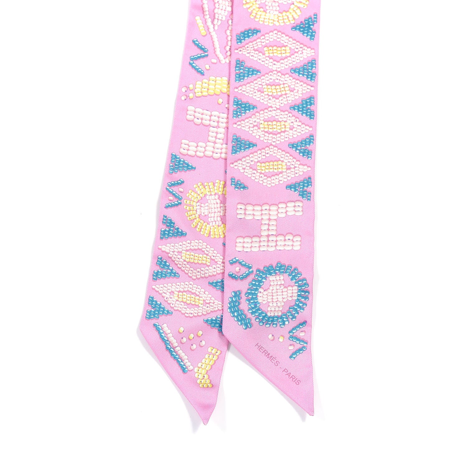 Hermes Silk Kelly En Perles Twilly Rose Bonbon Canard 4 of 4