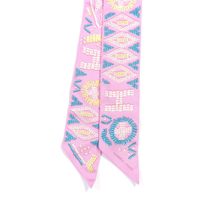 Hermes Silk Kelly En Perles Twilly Rose Bonbon Canard 4 of 4