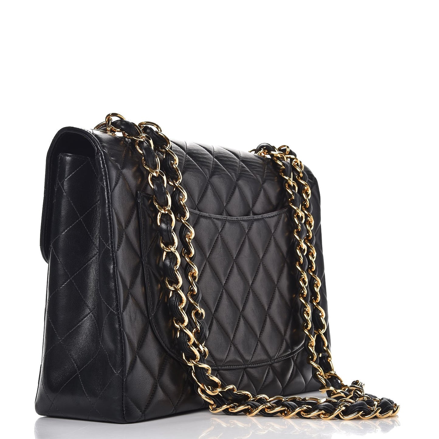 Lambskin Quilted Jumbo Single Flap Black