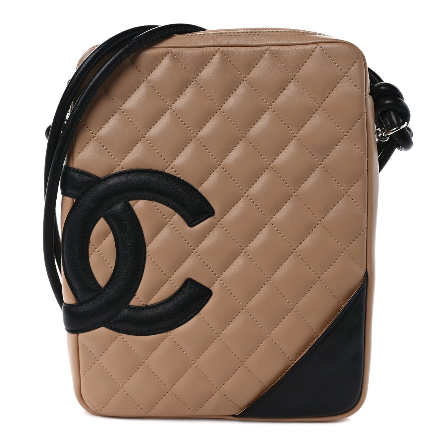 Calfskin Quilted Medium Cambon Messenger Beige Black