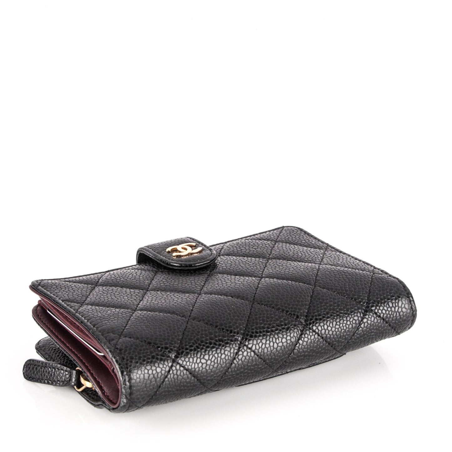 Caviar Quilted Zipped Pocket Wallet Black